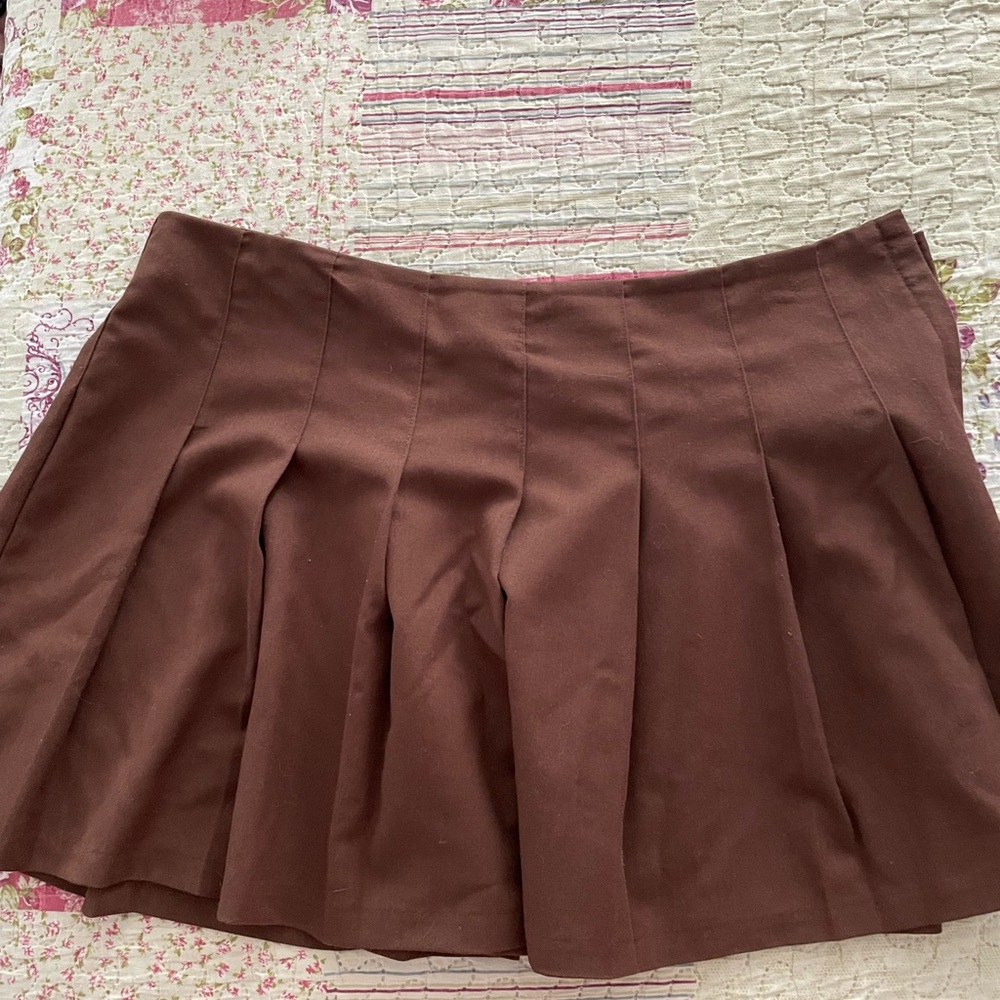 Brown pleated skirt H&M